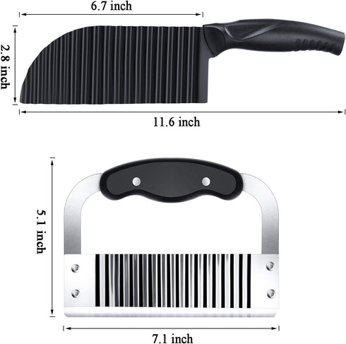 Patelai 2 Pcs Crinkle Potato Vegetable Cutter, Crinkle Cutters Knife, Stainless Steel Blade Wavy Slicer, Waffle Fry Cutter Wavy Crinkle Cutting Tool Salad Chopping Knife Soap Fruit French Fry Slicer by Patelai