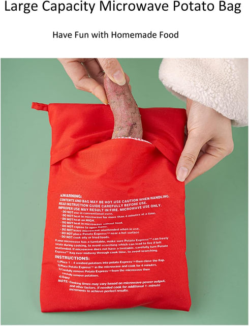 VASANA 4Pcs 4 Reusable Microwave Potato Bags Baking Potato Cooker Pouch Corn Baked Pouch Bag In Just Minutes Red Color