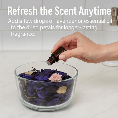 Lavender Scented Potpourri – 2 Large Bags (8.4 oz Total), Dried Petals for Bowl or Vase Filler, Long-Lasting Fragrance
