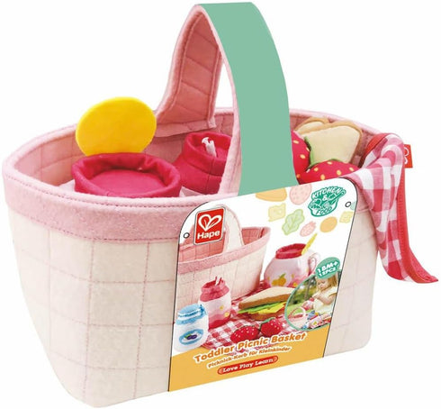 Playset| 12 Hape Picnic PCs Soft Indoor and Outdoor Pretend Food Toy for Toddlers , Pink