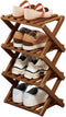 4 Tier Natural Bamboo Shoe Rack,Foldable Space Saving Shoe Storage Organizer,Easy Assembly