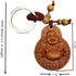 Betterdecor Feng Shui Peach Wood Money Happy Laughing Buddha Key Ring Amulet