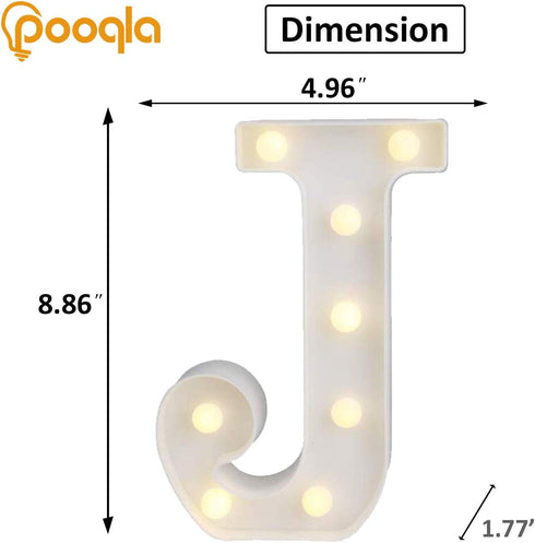 Pooqla LED Marquee Letter Lights Sign - Light Up Alphabet Letter for Home Party Wedding Decoration J