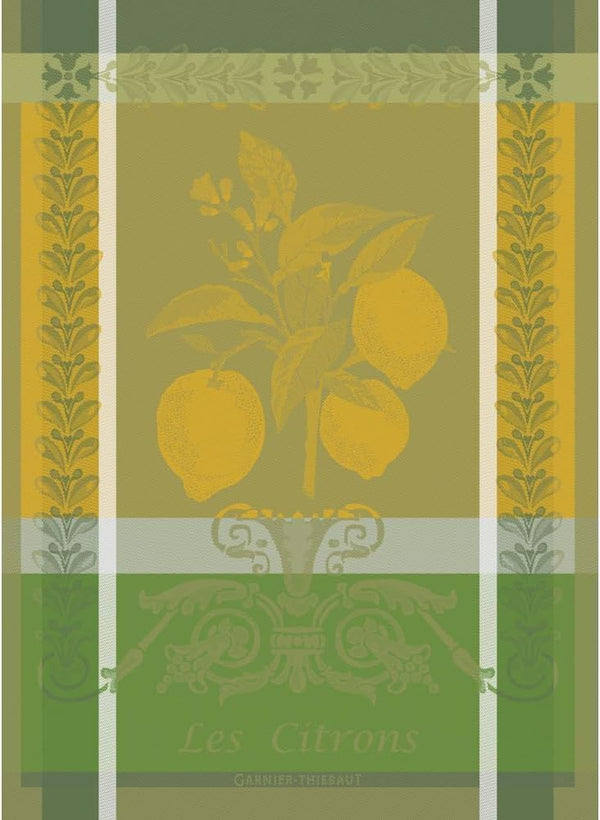 Garnier Thiebaut Citron Zeste French Kitchen Towel, 22"x30", Cotton, Jacquard