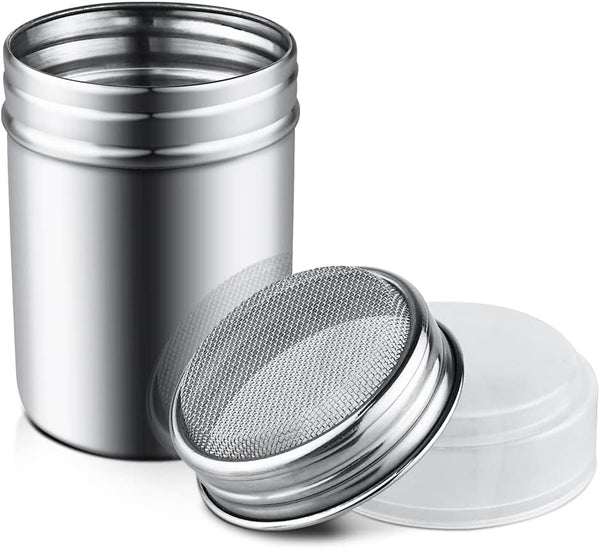 1Pcs Stainless Steel Powder Sugar Shaker Duster with Lid, Fine Mesh Shaker for Baking Soda, Cocoa, Flour