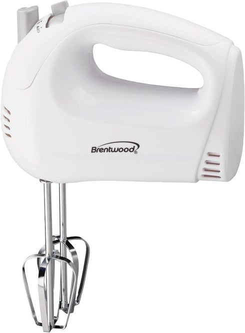 Brentwood Electric Hand Mixer - Lightweight 5-Speed, White