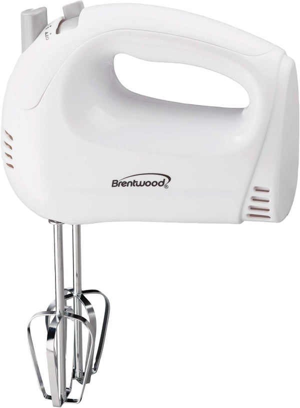 Brentwood Electric Hand Mixer - Lightweight 5-Speed, White