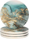 Lahome Marble Pattern Coasters - Round Absorbent Stone Coaster Set with Ceramic Stone and Cork Base (Blue, Set of 4)