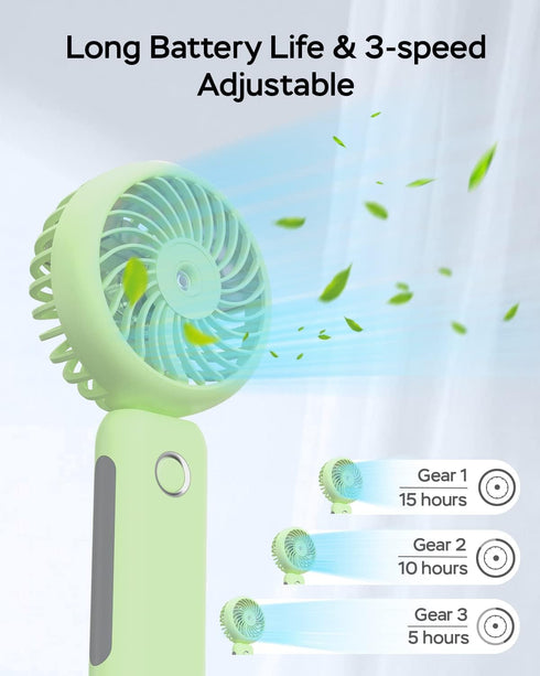 Portable Handheld Misting Fan, 4000mAh USB Rechargeable Personal Foldable Fan with Water Tank for Travel & Office