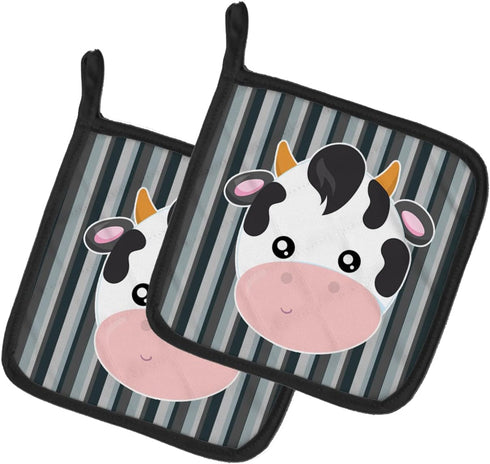 Caroline's Treasures BB6926PTHD Pair of Cow Face Pot Holders, 7.5 x 7.5, Heat Resistant Kitchen Hot Pads