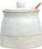 Creative Co-Op White Stoneware Sugar Pot with Lid