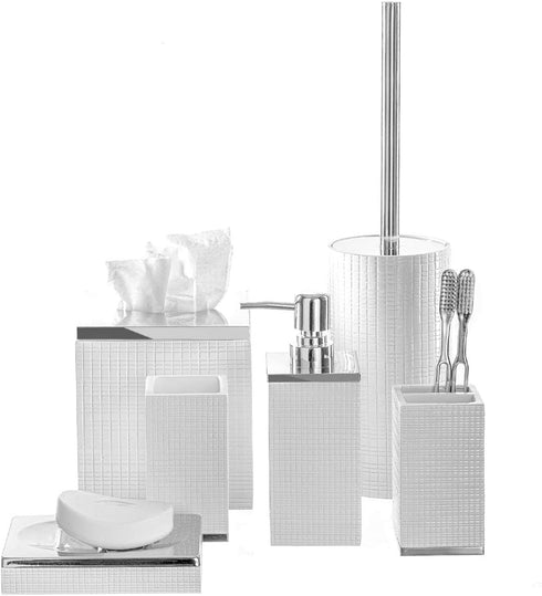 Set Creative Scents Estella White Toilet Brush - Decorative Bathroom Toilet Bowl Brush and Holder - Ventilated Toilet