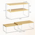 NEX Kitchen Cabinet and Counter Shelf Organizer, Stackable & Expandable, Set of 4, White and Natural, 7.7 x 15.6 x 6.2''