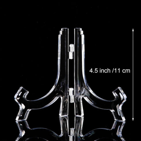 HESTYA 12 Pcs Clear Acrylic Easels Plate Stands Holders to Display Pictures or Other Items for Display Decoration (4.5 Inch)