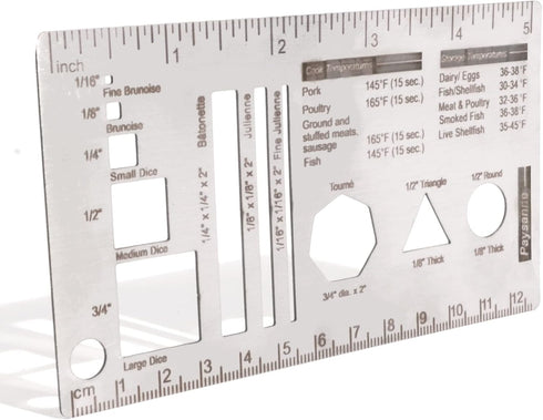 Culinary Ruler Stainless Steel Mini Cutting Reference Template, Essential Kitchen Tool for Cooking Measurement