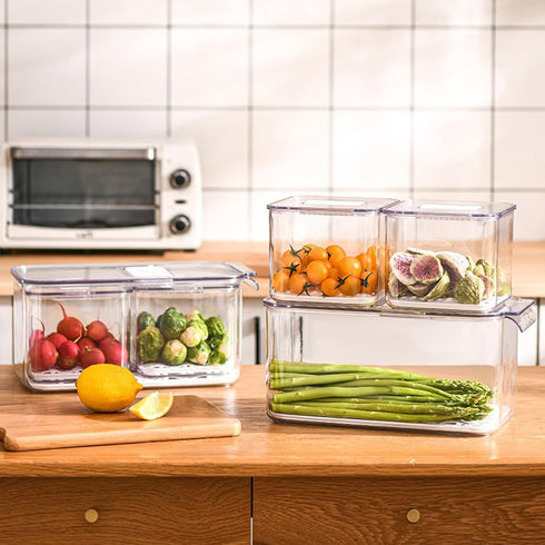 '-3 Pack elabo Fruit Storage Containers for Fridge Fresh Produce Saver Stackable Fridge Organizers Bins with Lids, Drain