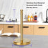 Gold Paper Towel Holder, Standing Roll Holder for Kitchen Bathroom, Weighted Base for One-Handed Operation (Gold)