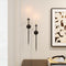 Candle Wall Sconce Set of 2, Large Twisted Wall Mount Metal Black