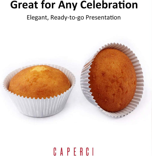 Caperci Silver Foil Cupcake Muffin Liners, Standard Size Baking Cups, 150-Pack