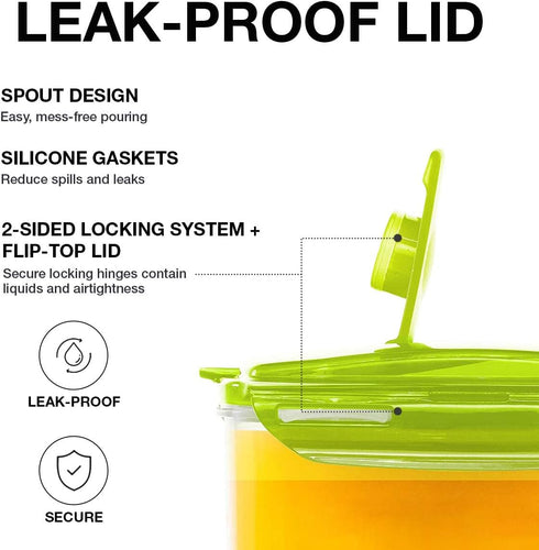 LocknLock Aqua Fridge Door Water Jug with Handle, BPA Free Plastic Pitcher, 3 Quarts, Green