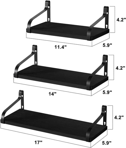 Set 3, Love-KANKEI Floating Shelves Wall Mounted of Large Wood Wall Shelves for Storage, Rustic Shelves for Display