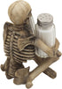 Home 'n Gifts Set Scary Skeleton Glass Salt and Pepper Shaker with Decorative Spice Rack Display Stand Holder Figurine