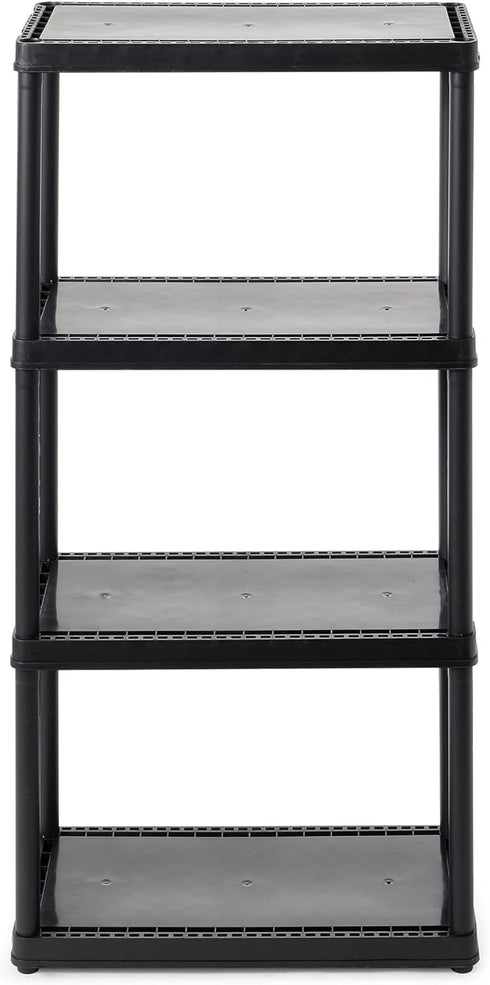 Gracious Living 4 Shelf Fixed Height Solid Light Duty Storage Unit, 12 x 24 x 48" for Home, Garage, Black