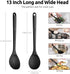 600 F Heat Resistant Silicone Spoon: U-Taste 13.3in Solid Kitchen Cooking Spoon, Nonstick Food Grade Large & Long Soup Rubber Utensil for Mixing, Serving, Stirring, Basting, for Pot Cookware (Black)