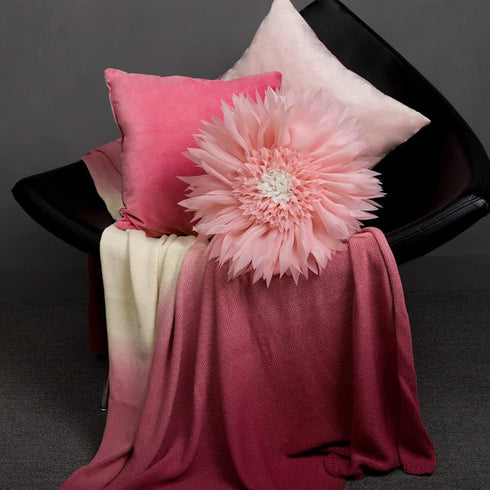 ELSKERJW 3D 14Inch Handmade Flower Round Throw Pillow Cute Decorative Daisy Sunflower Accent Cushion Elegant Soft
