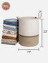 StorageWorks 72L Cotton Rope Laundry Basket with Wooden Beads Handles, Woven Storage for Clothes, White & Khaki