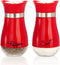 Tebery 4 Ounces Red Salt and Pepper Shakers Set, Elegant Stainless Steel with Glass Bottom