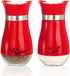 Tebery 4 Ounces Red Salt and Pepper Shakers Set, Elegant Stainless Steel with Glass Bottom