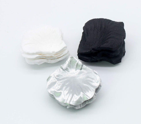 900PCS Silver Black White Artificial Flowers, Silk Rose Petals, Flower Girl Scatter Petals for Wedding