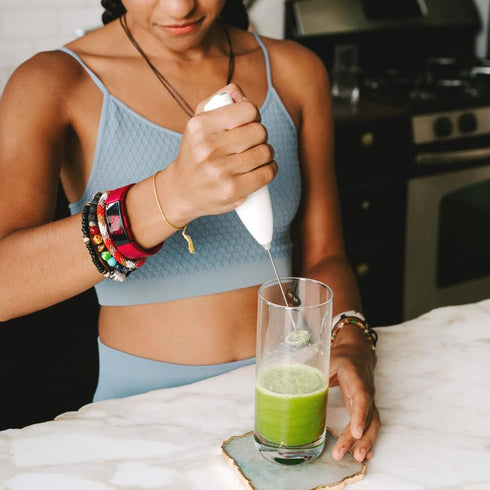 Tenzo Electric Matcha Whisk and Milk Frother (Batteries Included) - Handheld Foam Maker for Matcha Lattes, Whisk Mixer