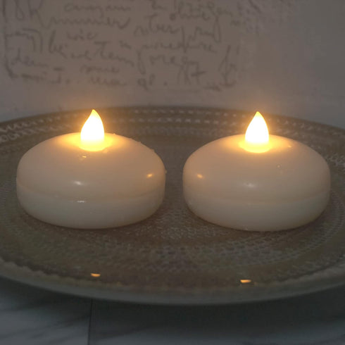 Qidol 4 Pack Waterproof Flameless Floating Candle Battery Operated Flickering Electric Led Light with Timer, Warm White
