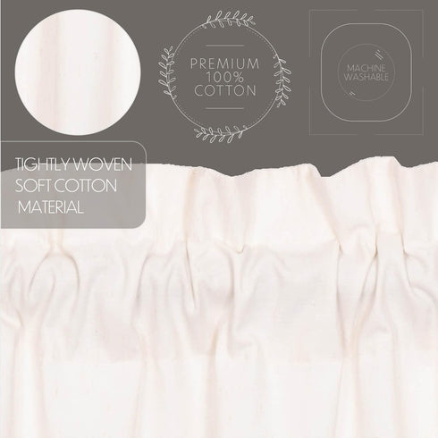 Simple Life Flax Antique White Farmhouse Valance, 16"x72", Cotton Linen Blend with Rod Pocket and Hanging Loops