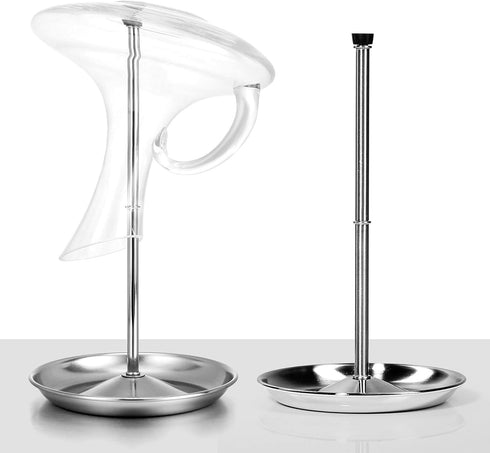 Wine Decanter Drying Stand with Silicone Head, Detachable Shelf Rack Holder with Drip Catching Base (Decanter Not