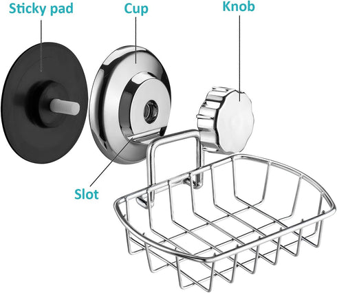 iPEGTOP Super Powerful Vacuum Suction Cup Soap Dish, Rustproof 304 Stainless Steel Sponge Soap Holder for Bathroom,
