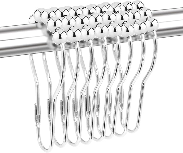Shower Curtain Hooks Rings, 12PCS Chrome Stainless Steel Rust Resistant for Bathroom Decorations