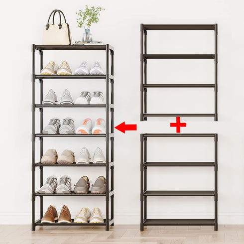 SOKOSEN 4-Tier Closet Small Shoe Rack, Metal Stackable Kids Shoe Shelf Storage Zapateras Organizer,Narrow Shoe Rack