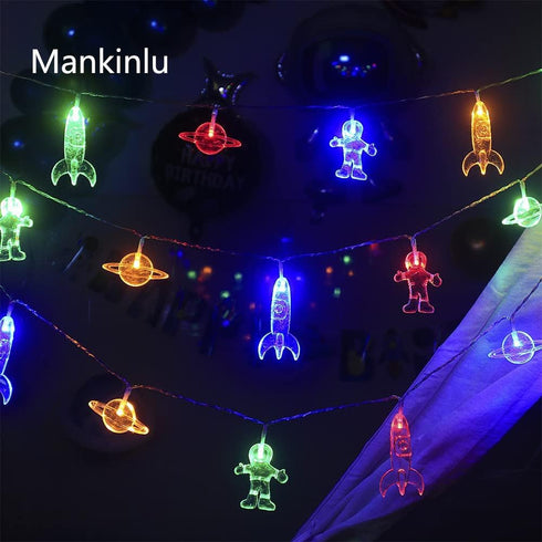 20 11 8 Children's Room LED String Lights with Remote LED FT Modes Battery Operated Space String Lights with Rocket