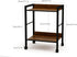 2-Tier Rolling Utility Cart Night Stand Organizer with Brown Wood Shelves and Black Metal Frame, End Side Table Storage