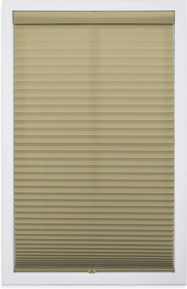 DEZ FURNISHINGS Cordless Light Filtering Pleated Shade, 1", Fabric, 23"W x 64"H, Camel