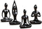 OwMell Lot of 4 Black Meditation Yoga Pose Statue Figurines Ceramic Figure Set Decor