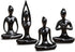 OwMell Lot of 4 Black Meditation Yoga Pose Statue Figurines Ceramic Figure Set Decor