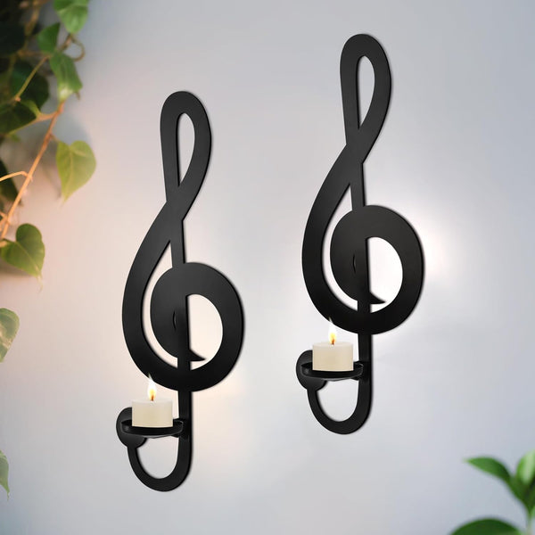 Candle Sconces Set of 2 Wall Musical Note Sconces Decor Wall Mounted