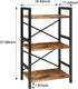 Homeiju Bookshelf, 3 Tier Industrial Bookcase, Metal Small Bookcase for Living Room and Home Office