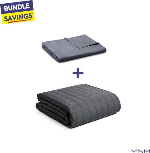 YnM Exclusive Cotton Duvet Cover for Weighted Blankets - Dark Grey, 41"x60"