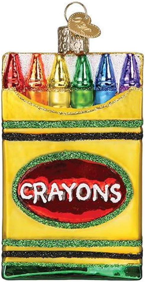 Old World Christmas Box of Crayons Blown Glass 2020 Unique Ornaments for Christmas Tree Decorations