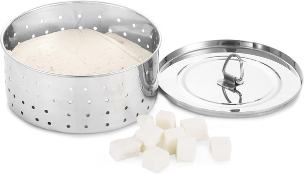KSJONE Stainless Steel Round Paneer Maker/Mould/Strainer Perfect for Making Delicious Tofu, Stainless